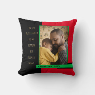 Principles Red Black Green Photo Kwanzaa Cushion