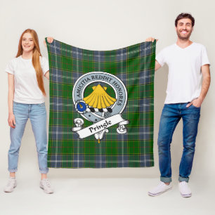 Pringle Clan Badge Tartan Plaid Fleece Blanket