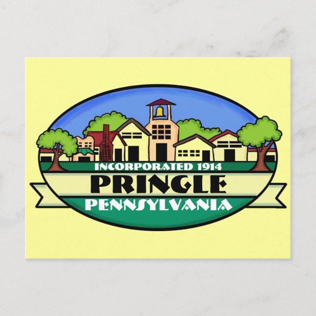 Pringle Pennsylvania small town souvenir postcard (Front)
