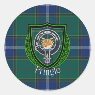 Pringle Scottish Clan Tartan & Crest Classic Round Sticker
