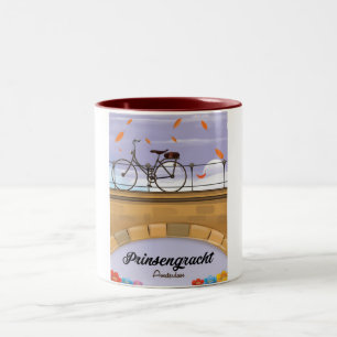 Prinsengracht,Canal Amsterdam Travel poster Two-Tone Coffee Mug