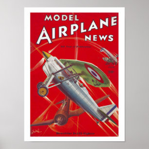 PRINT 1936 AIRPLANE MAG COVER ILLUSTRATION