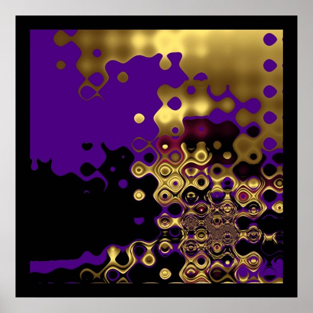 Print Abstract  Melted Gold on Purple & Black (Front)