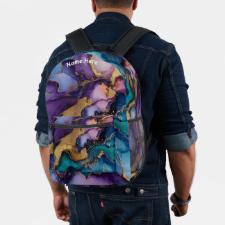 Print All Over Personalised Name Purple Agate Printed Backpack