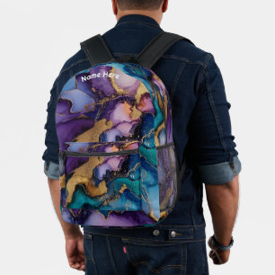 Print All Over Personalized Name Purple Agate Printed Backpack