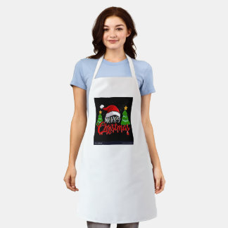 Print Apron, Medium women food cloth christmas day Apron