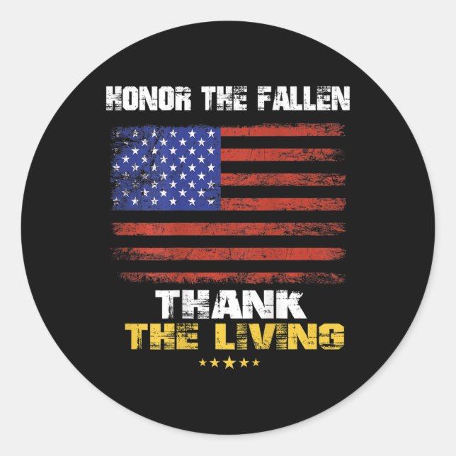 (PRINT BACK) Honour The Fallen Thank The Living Me Classic Round Sticker (Front)