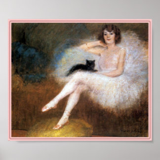 Print: Ballerina & Black Cat Poster