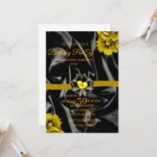 Print Birthday Invitation, Black Party Printable Invitation