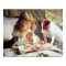 Print: Breakfast in Bed: Girl, Fox Terrier & Kitty