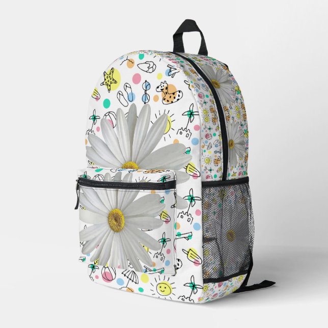 Print Cut Sew Bag Floral White Daisy  (Back Corner Right)