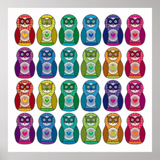 Print - Cute Rainbow Matryoshka Owl