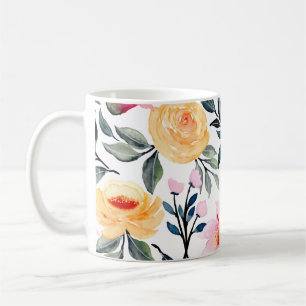 Print of a hand painting of mixed flowers & Foliag Coffee Mug