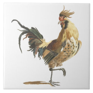 Print of Antique 17th Century Rooster  Tile