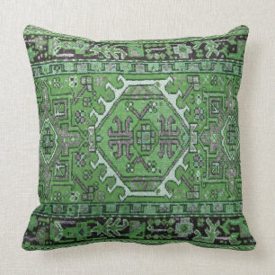 Print of Antique Oriental Carpet in Olive Green Cushion