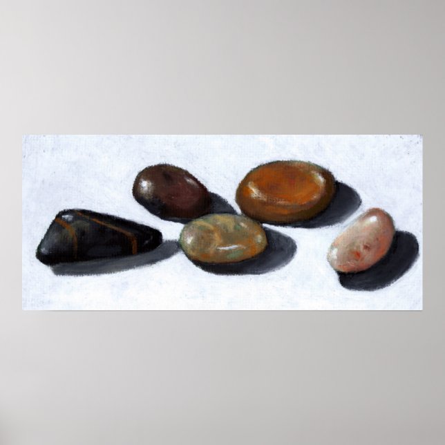 PRINT OF ORIGINAL OIL PASTEL: RIVER ROCKS (Front)