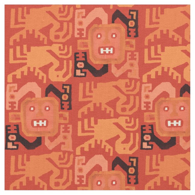 Print of Pre-Columbian Peruvian Tribal Pattern Fabric (Close Up)
