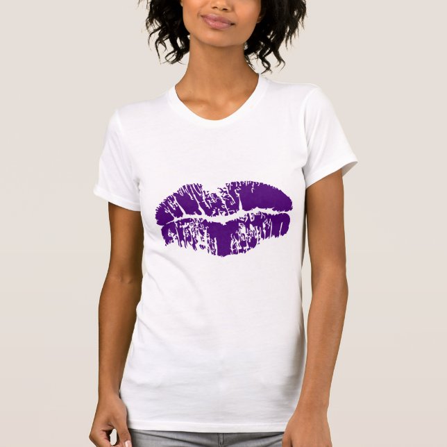 Print Of Purple Lips T-Shirt (Front)