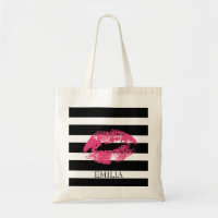Print Of Red Lips And Stripes