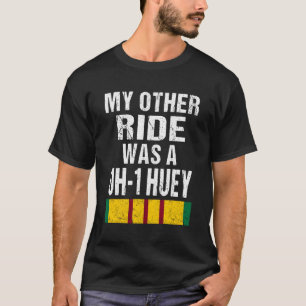 Print On Back Vietnam Veteran Biker Uh-1 Huey Heli T-Shirt