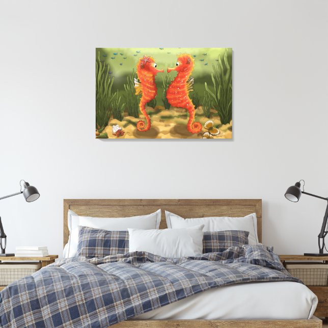Print on canvas enchanted ocean world seahorses (Insitu(Bedroom))