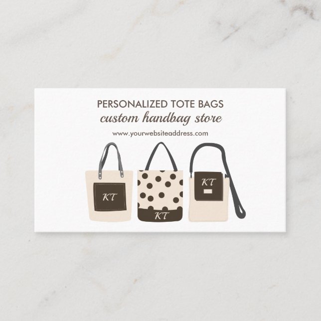 Print on demand Monogram Tote Bags Business Card (Front)