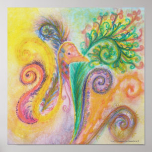 Print or Poster of Soft Colourful Bird Design