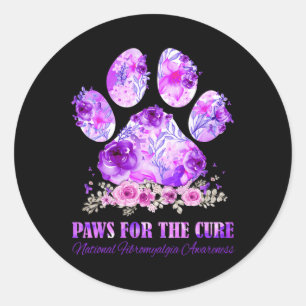 Print Paws For The Cure Fibromyalgia Awareness Mon Classic Round Sticker