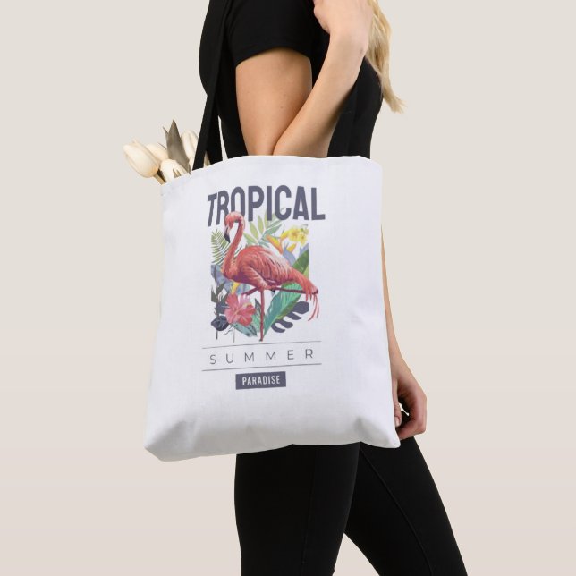 print phrase tropical summer paradise tote bag (Close Up)