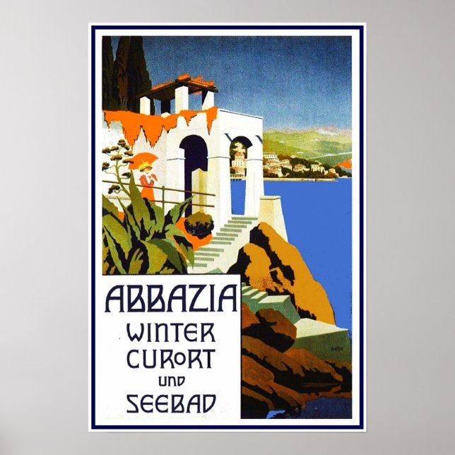 Print Retro Vintage Image Travel Abbazia (Front)
