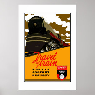 Print Retro Vintage Image Travel By Train
