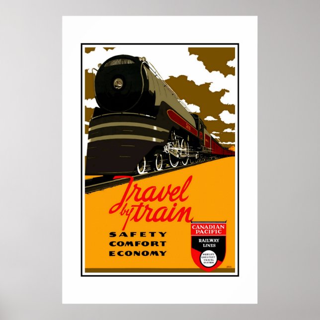 Print Retro Vintage Image Travel By Train (Front)