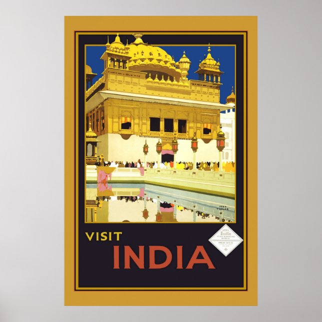 Print Retro Vintage Image Travel India (Front)