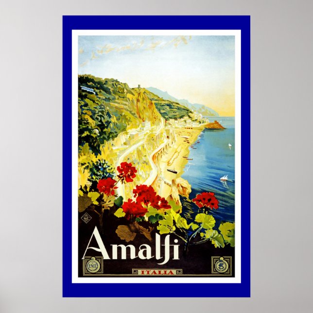Print Retro Vintage Image Travel Italy Amalfi (Front)