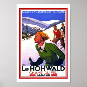 Print Retro Vintage Image Travel LeHohwald Ski