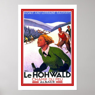 Print Retro Vintage Image Travel LeHohwald Ski