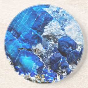 Print Stylish Natural Bright Aqua Blue Geode Stone Coaster