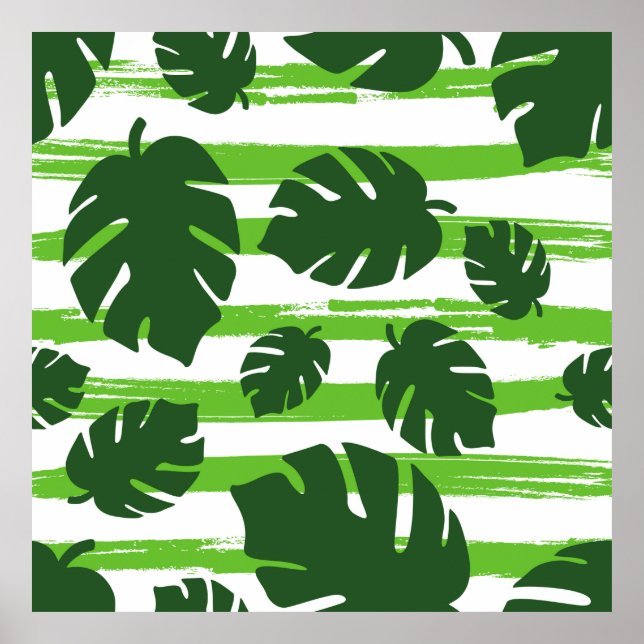 Print summer exotic jungle plant tropical palm lea (Front)