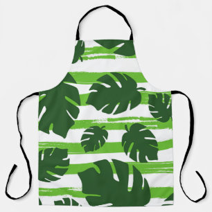 Print summer exotic jungle plant tropical palm lea apron