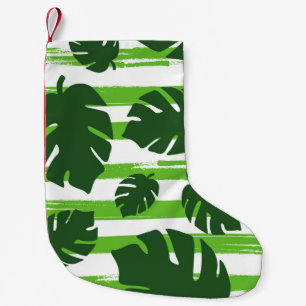 Print summer exotic jungle plant tropical palm lea small christmas stocking