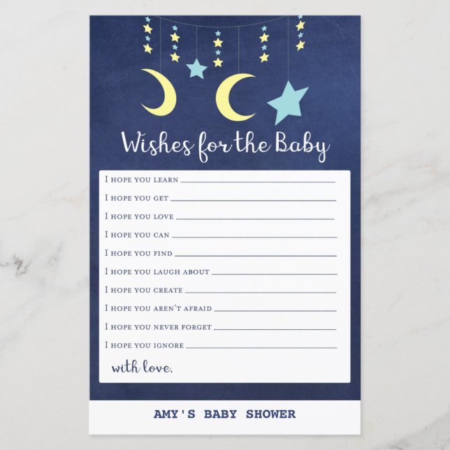 PRINT Twinkle Twinkle Moon Stars Baby Shower Game (Front)