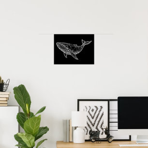 Print, Value Poster Paper Modern Geometric Whale
