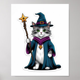 Print, Value (Semi-Gloss) Mini wizard cat with mag Poster
