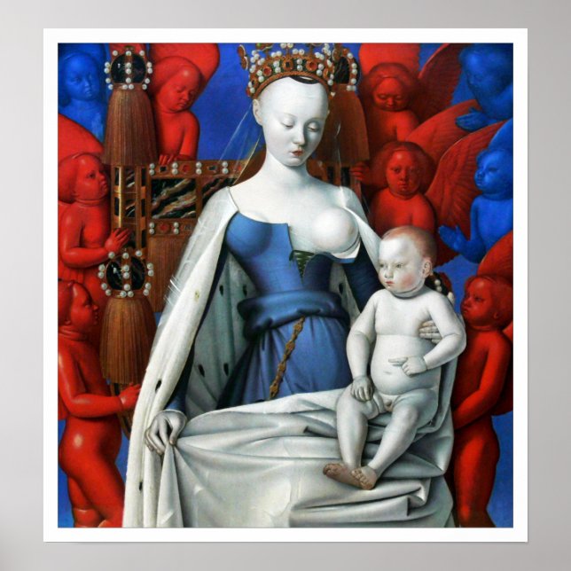 Print: Virgin and Child surrounded by Angels Poster (Front)