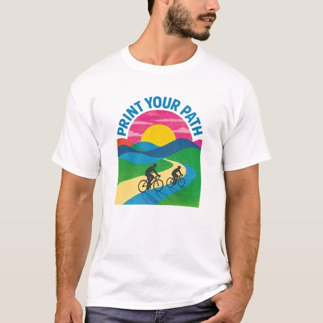 Print Your Path Cyclists Landscape T-Shirt (Front)