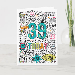 Printable 39th Birthday Card Instant Download