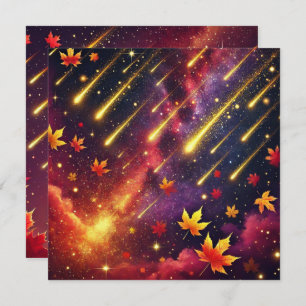 Printable Autumnal Galaxy Meteor Shower Scrapbook Invitation