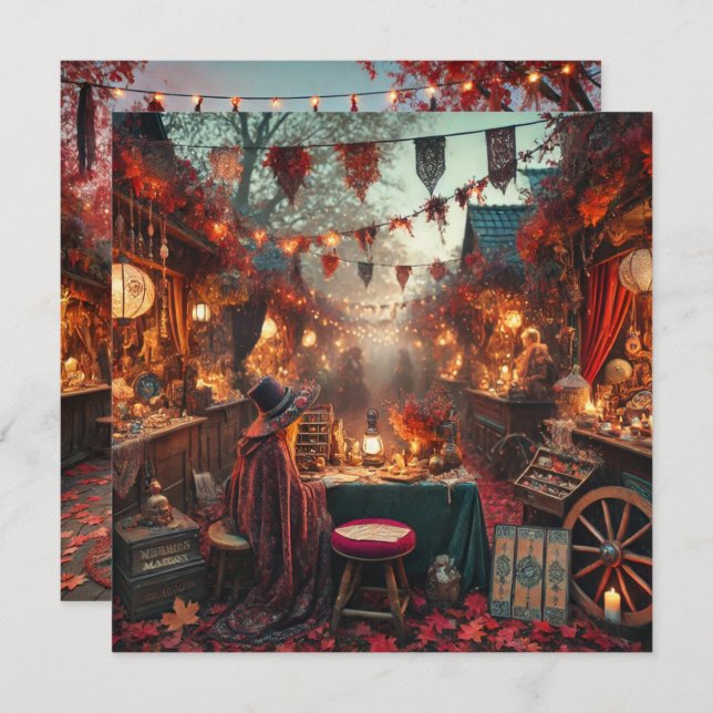 Printable Autumnal Whimsigoth Market Scrapbook Invitation (Front/Back)