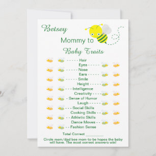 Printable Baby Shower Game Baby Traits Cards
