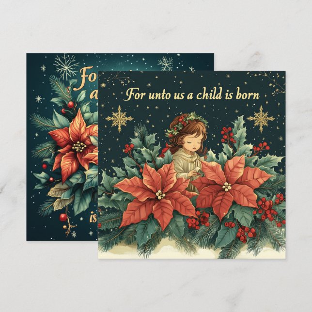 Printable Bible Verse Christmas Child Scrapbook Invitation (Front/Back)